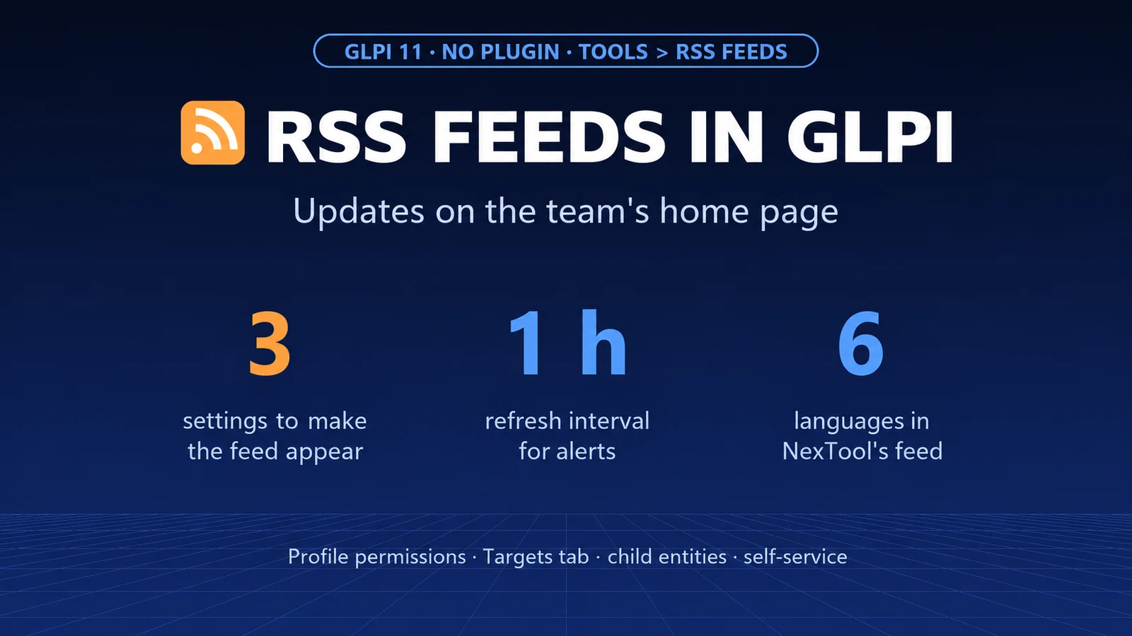RSS feeds in GLPI: notices and news on the home page, and the sharing step almost everyone forgets