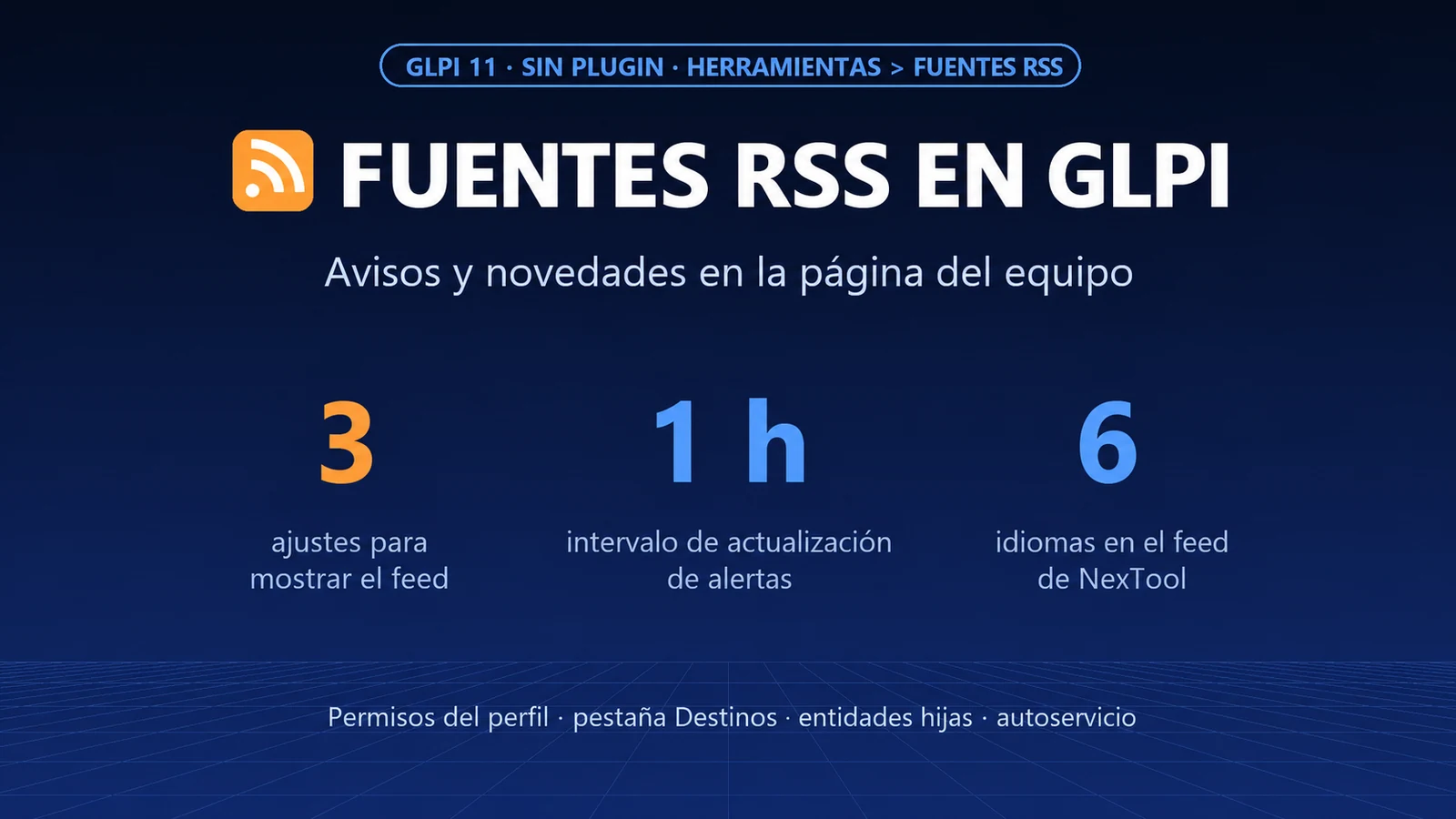 Feeds RSS en GLPI: avisos y novedades en la página de inicio, y la habilitación que casi todos olvidan