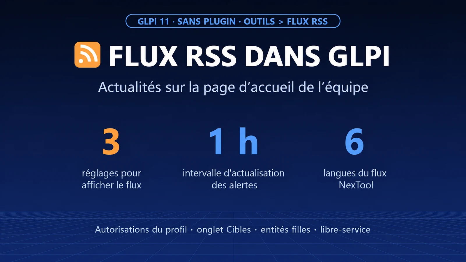 Flux RSS dans GLPI : alertes et nouveautés en page d'accueil, et la diffusion que presque tous oublient