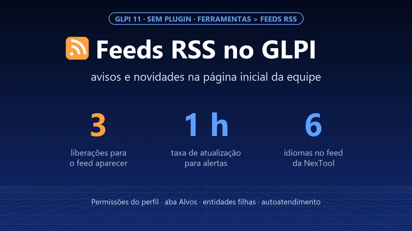 Feeds RSS no GLPI: avisos e novidades na página inicial, e a liberação que quase todo mundo esquece