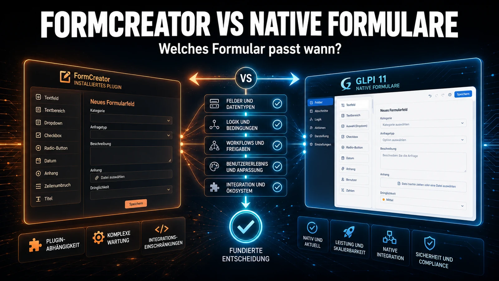 FormCreator vs. native Formulare in GLPI 11: Wann Sie welche Lösung einsetzen
