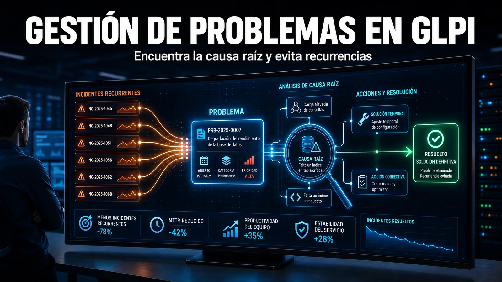 Gestión de Problemas en GLPI: Incidente vs Problema en la Práctica