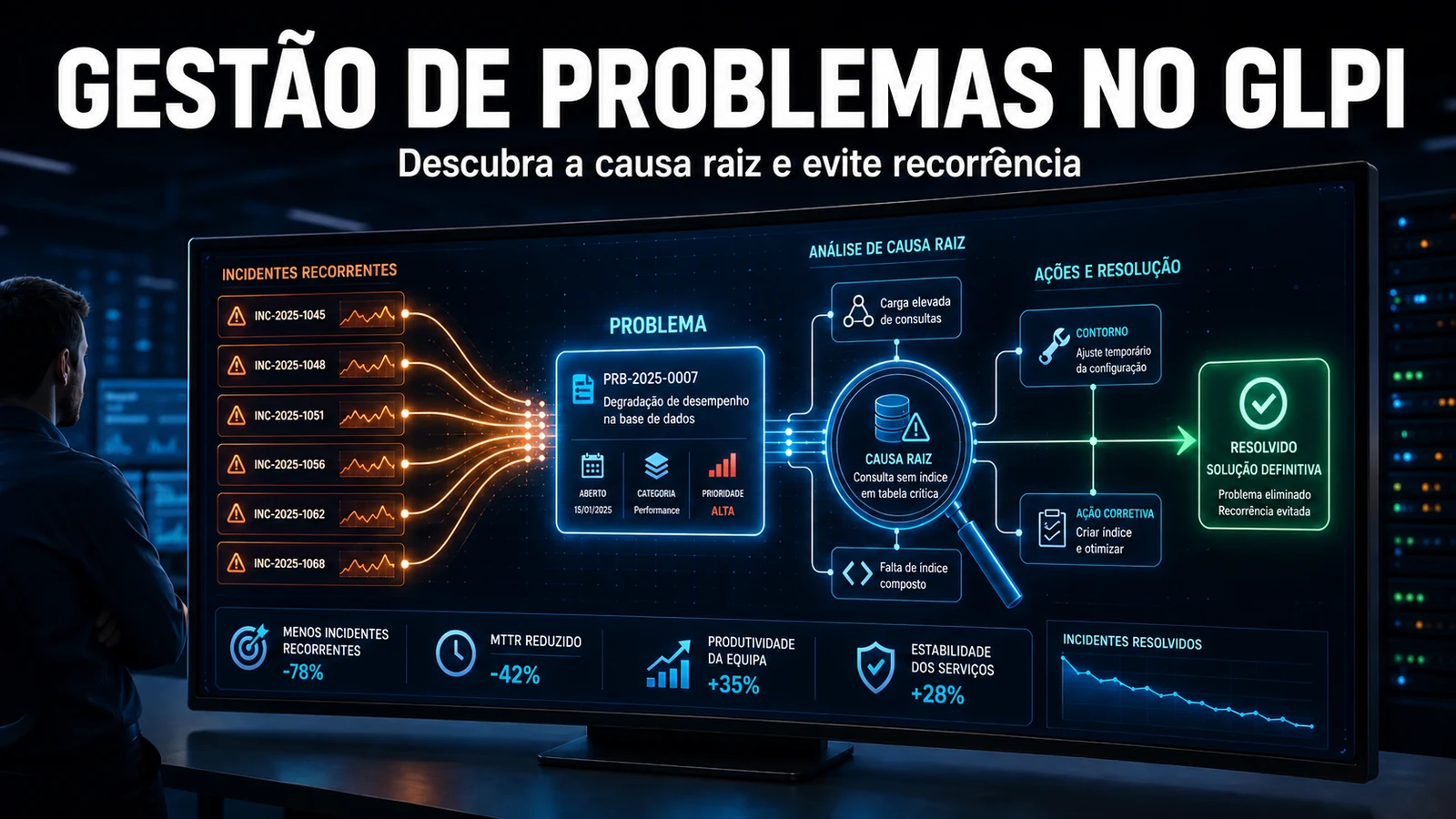 Gestão de Problemas no GLPI: Incidente vs Problema na Prática