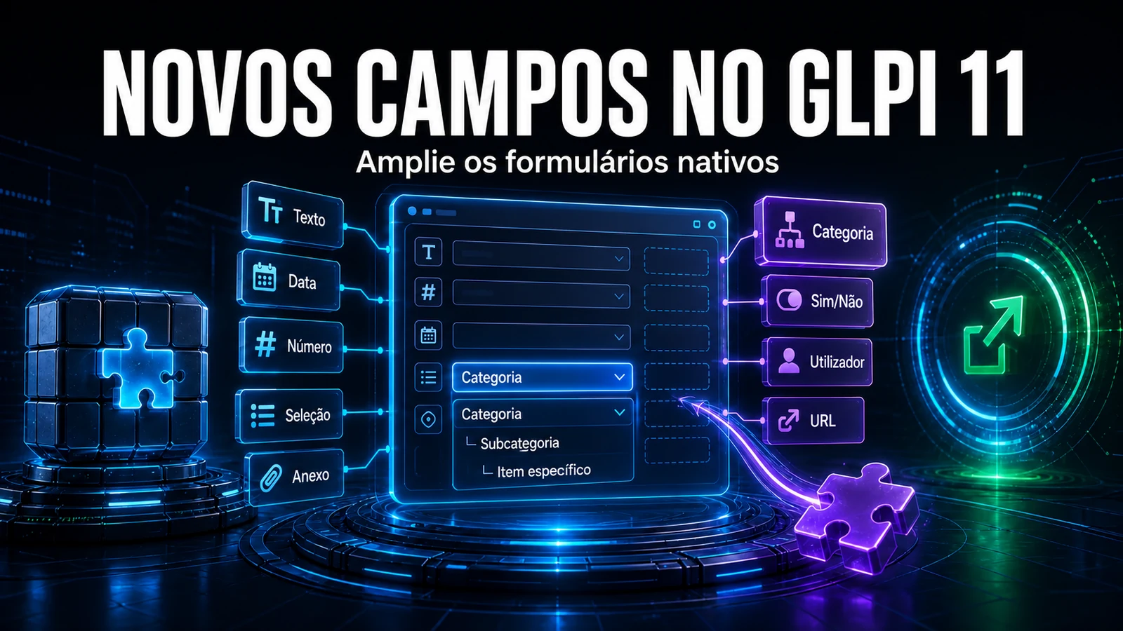 Novos tipos de campo nos formul&aacute;rios nativos do GLPI 11