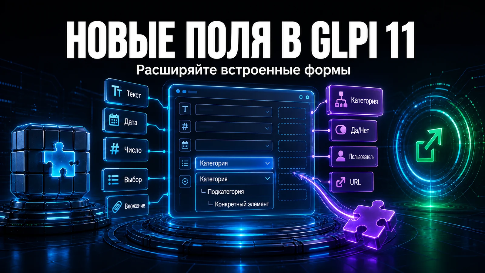 Новые типы полей в нативных формах GLPI 11