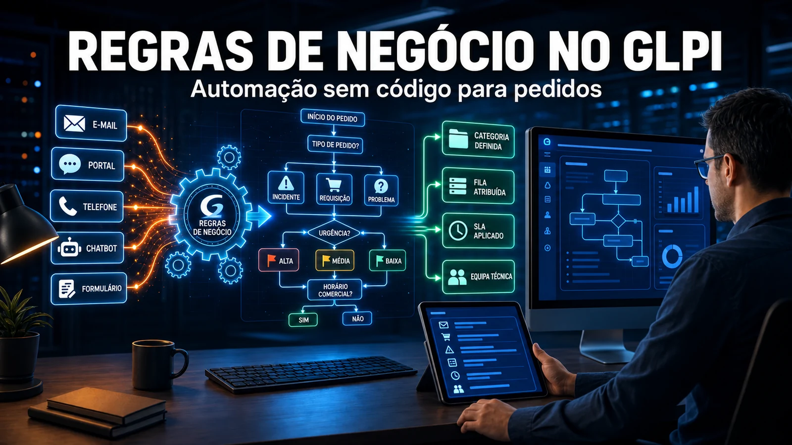 Regras de negócio no GLPI: automação sem código